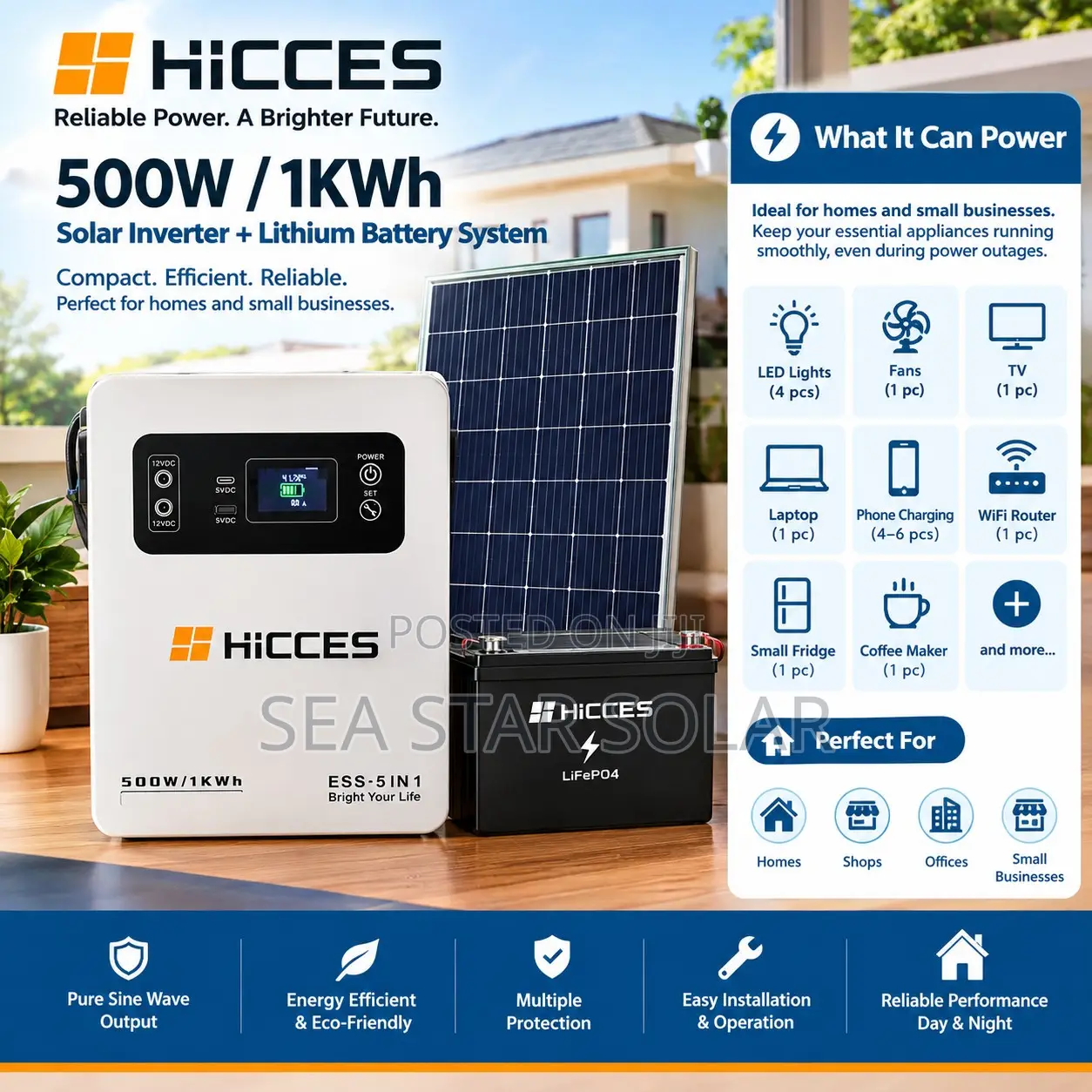 HiCCES 500W / 1kWh Solar Power Station