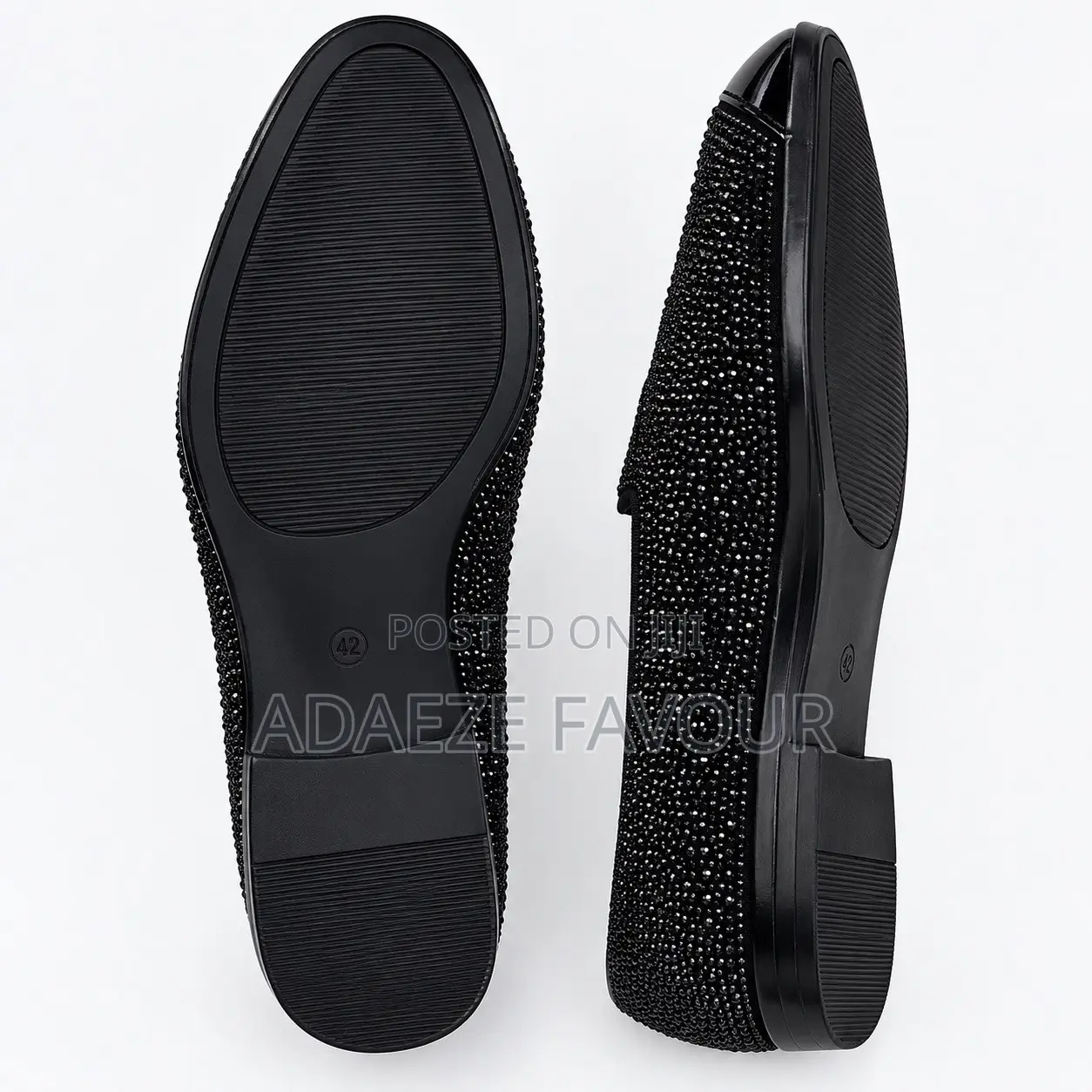 Men’s Black Rhinestone Slip-on Loafers