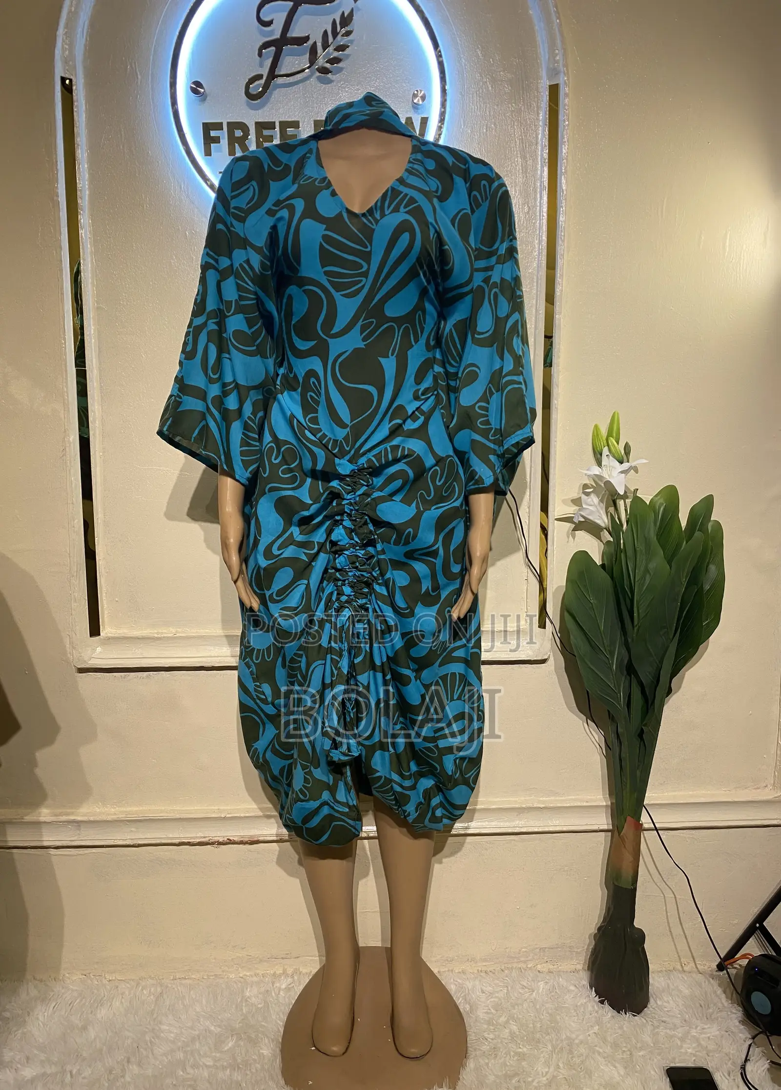 Women Ruched Maxi Bubu Dress With Inner Belt