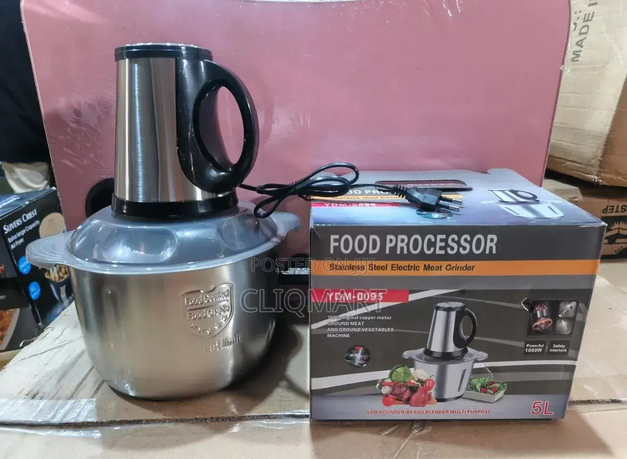 5L Electric Food Processor – Yam Pounder, Meat Grinder & Beans Blender