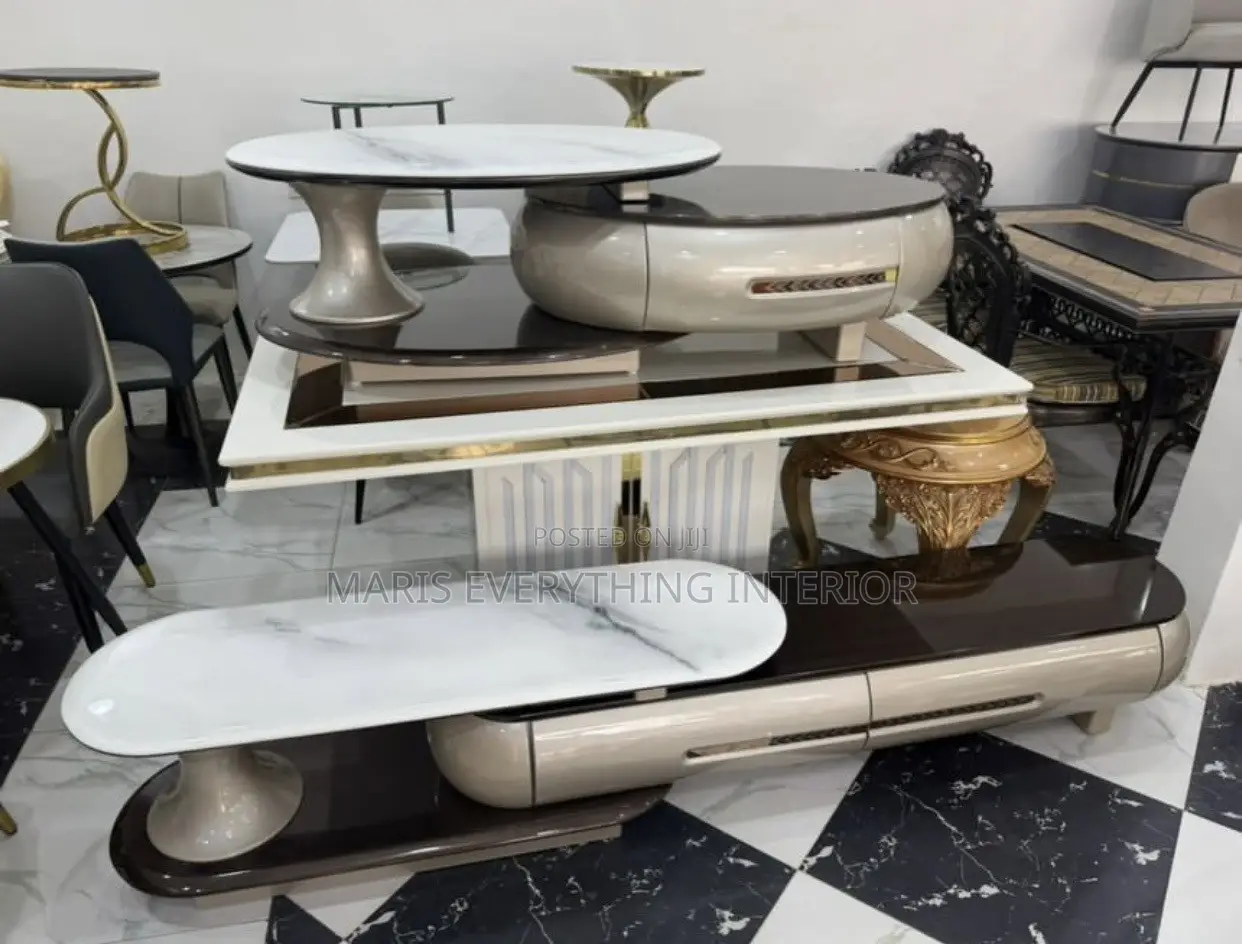 Luxury Oval Set 2in1 Center Table With TV Stand(Free Delivery&intall)