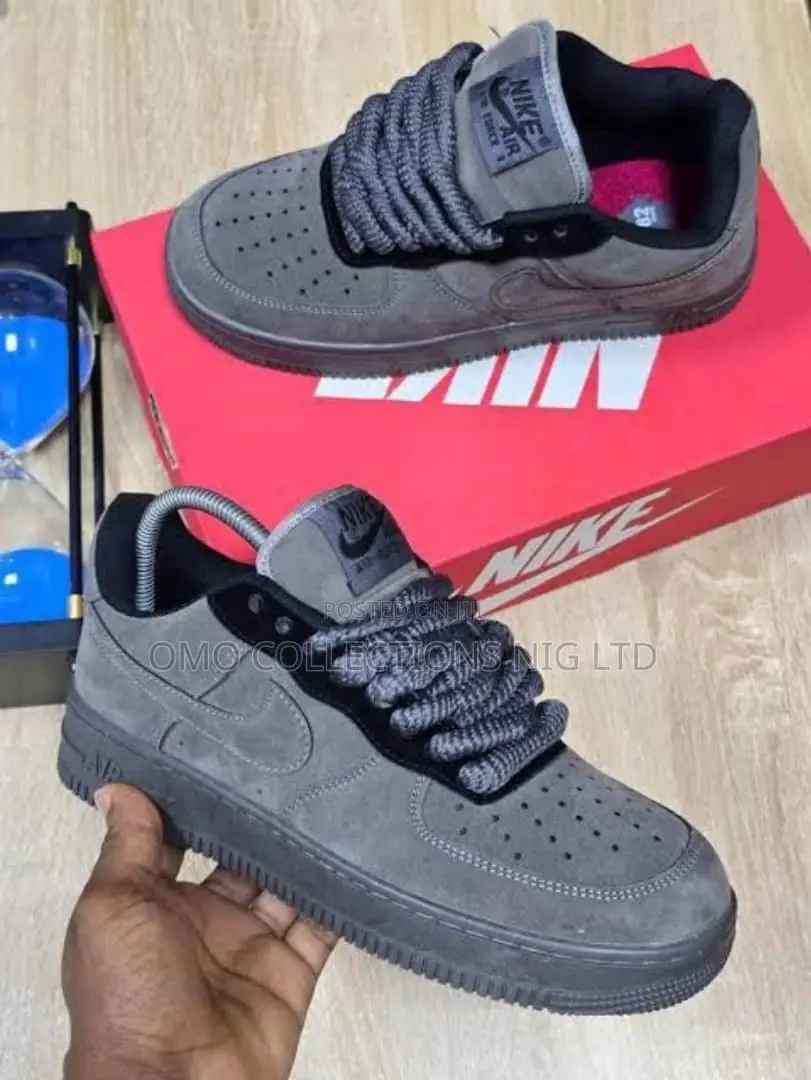 Nike Air Force Men’s Grey Suede Sneakers With Chunky Laces–Fully Boxed