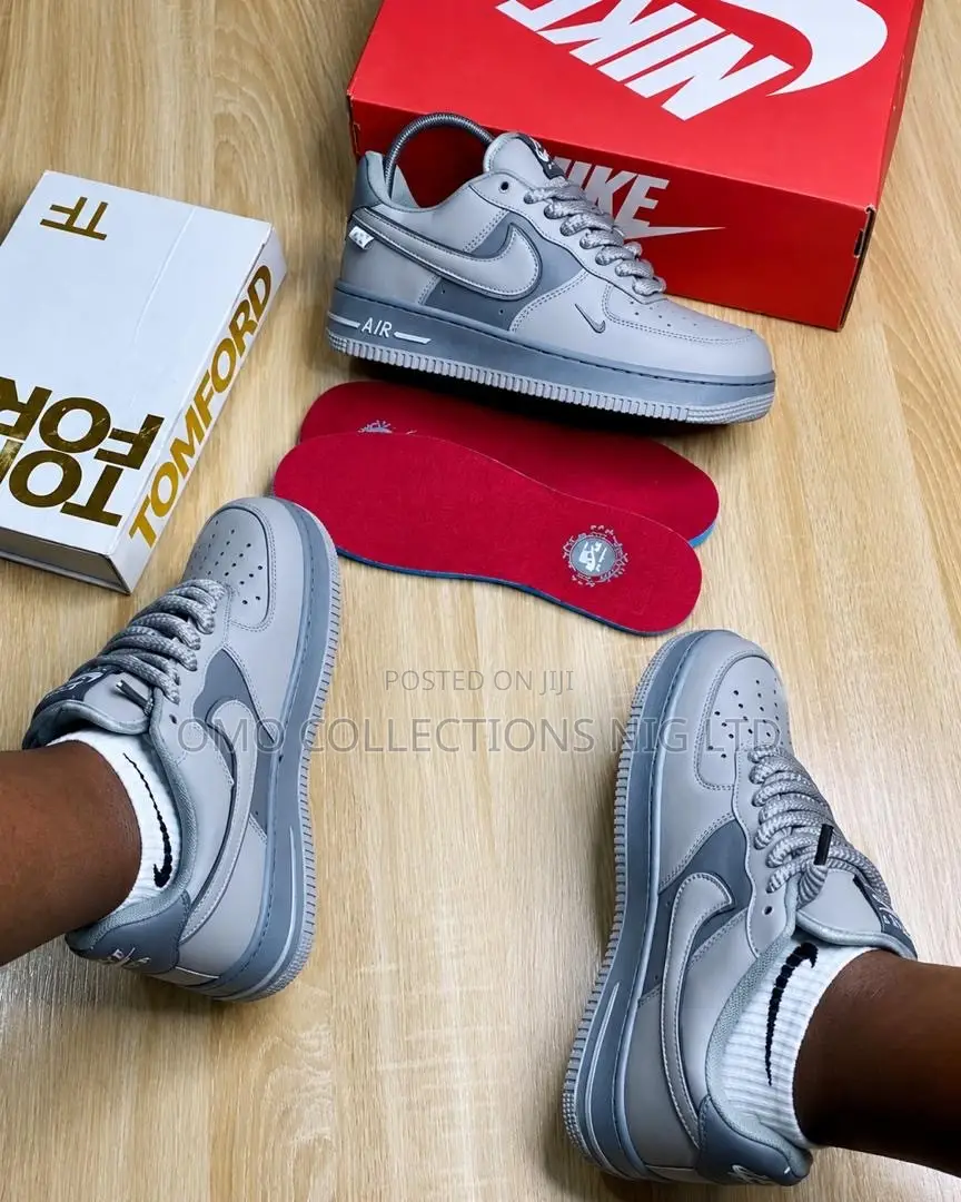 Nike Air Force Men’s Grey Suede Sneakers With Chunky Laces–Fully Boxed