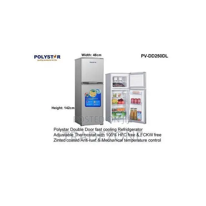 Polystar Double Door Inverter Refrigerator - PV-DD250DL