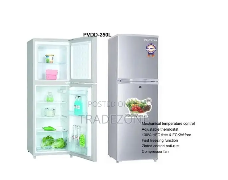 Polystar Double Door Inverter Refrigerator - PV-DD250DL
