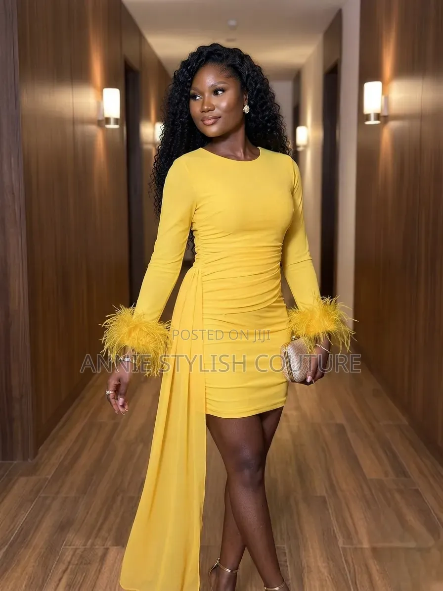 Sunset Drape Feather Dress