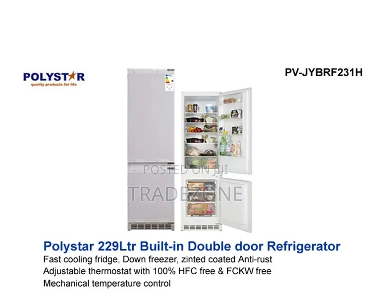 Polystar 229 Liters Built-in Bottom Mount & Standalone Refrigerator