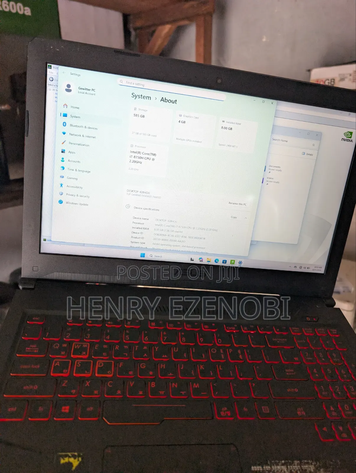 Laptop Asus TUF Gaming FX504 8GB Intel Core i7 HDD+SSD 512GB