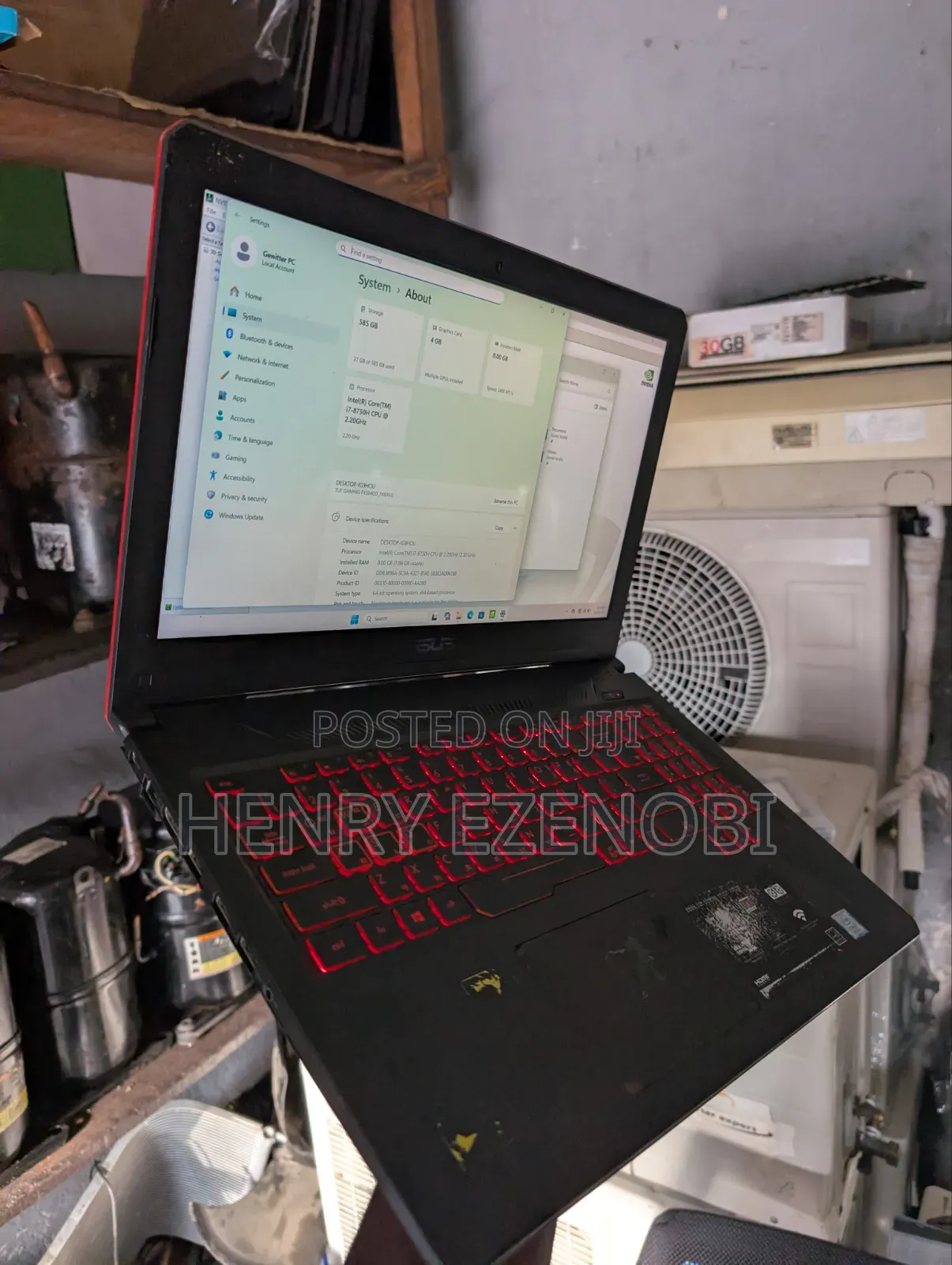 Laptop Asus TUF Gaming FX504 8GB Intel Core i7 HDD+SSD 512GB