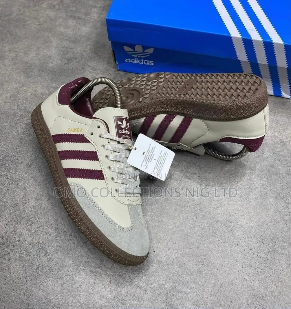Adidas Women’s Cream & Burgundy Suede Sneakers – Fully Boxed