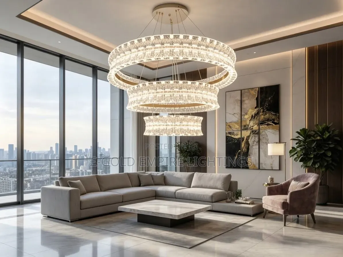 Luxury 3-Tier Crystal Ring Chandelier / Pendant Light