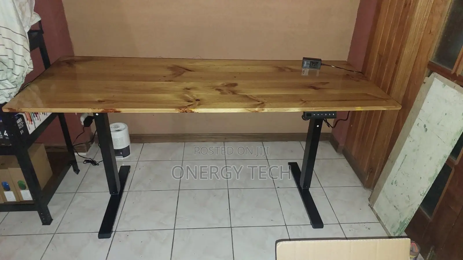 Brown Motorized Sit-Stand Desk