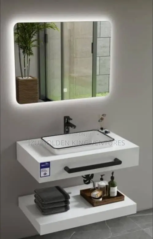 80cm Marble Top Cabinet Basin With LED Mirror