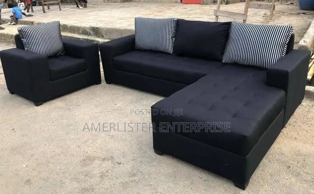 Black Parlor L Shape Sofa