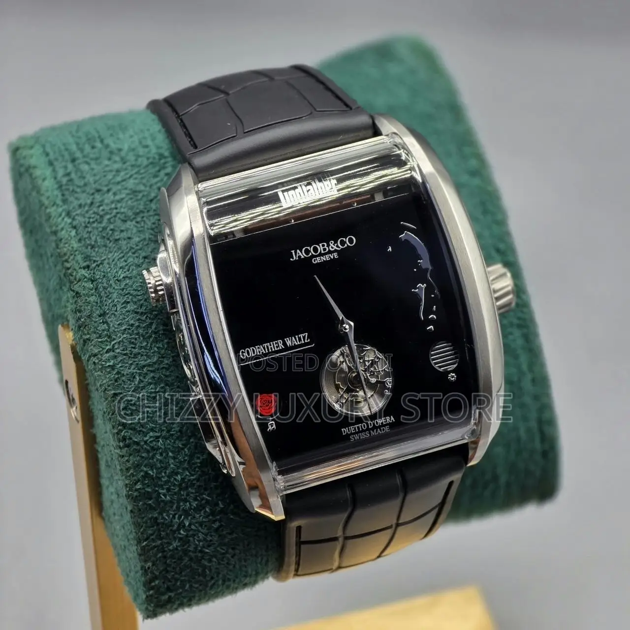 Jacob & Co Quality Luxury Men Genuine Leather Wristwatch