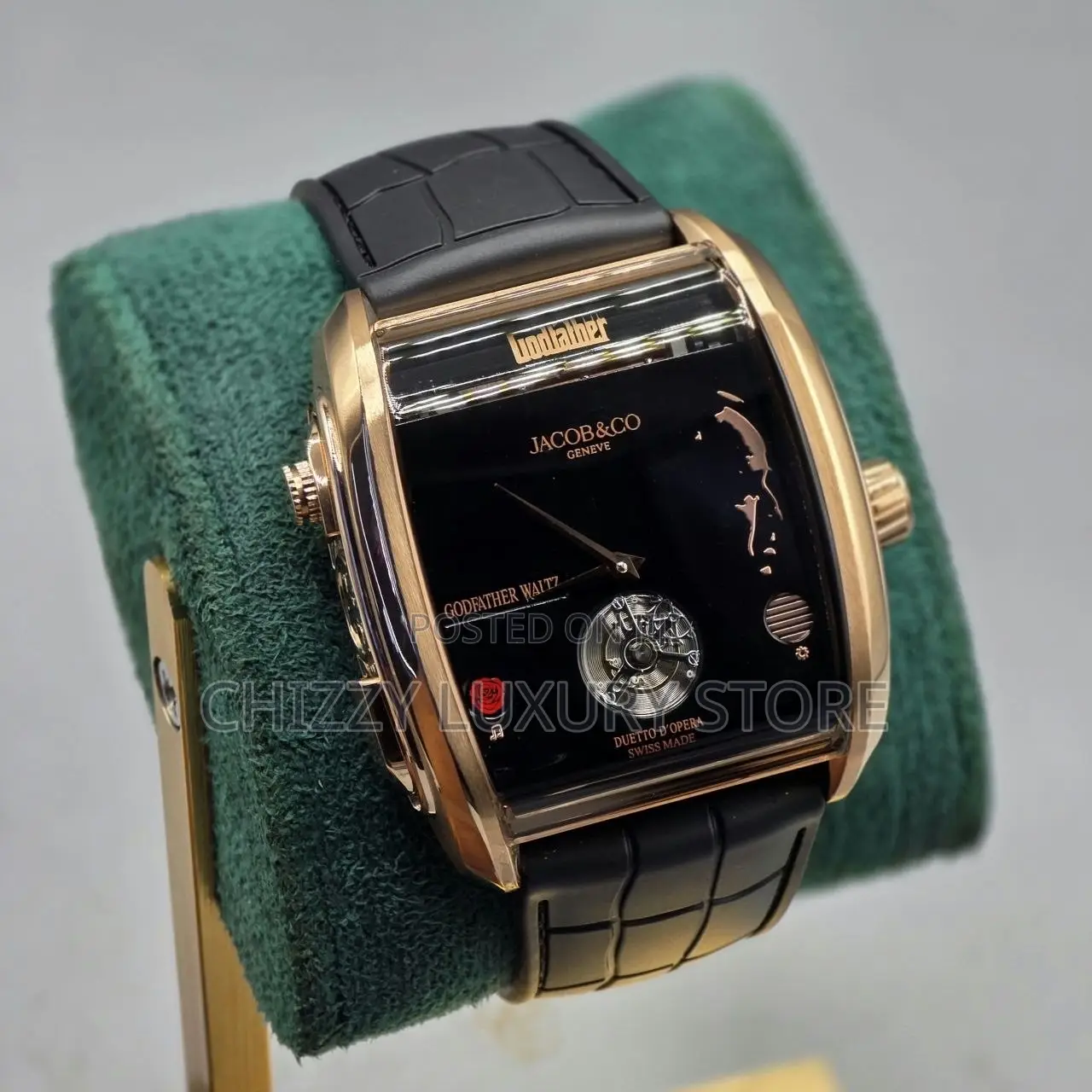 Jacob & Co Quality Luxury Men Genuine Leather Wristwatch