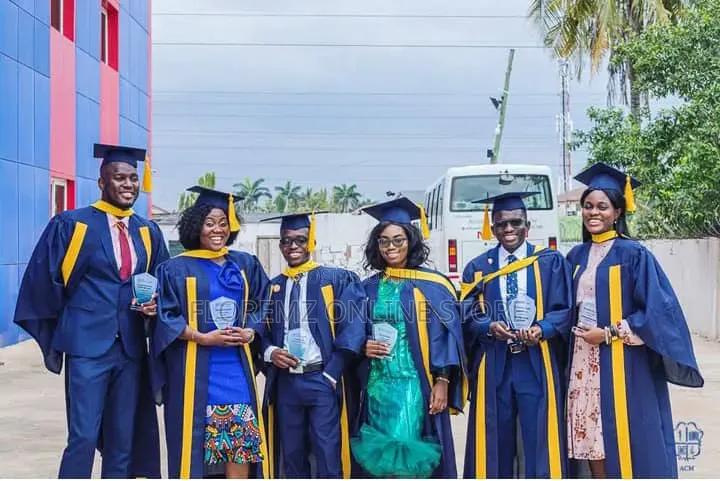 Navy Blue and Gold Combo Graduation Gown for Rent