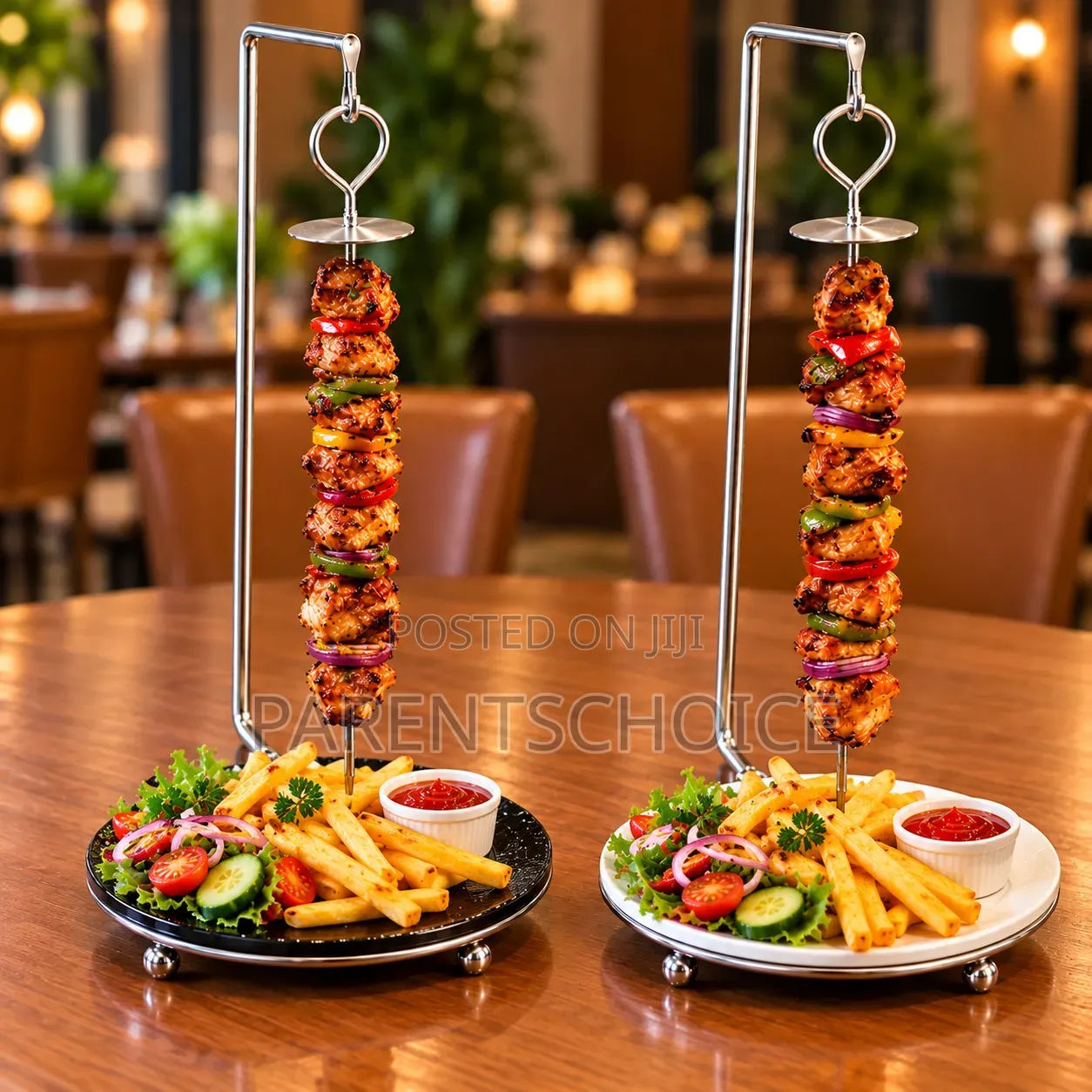 Vertical Stand Kebab Hanger With Drip Tray Skewer Holder - 1pc