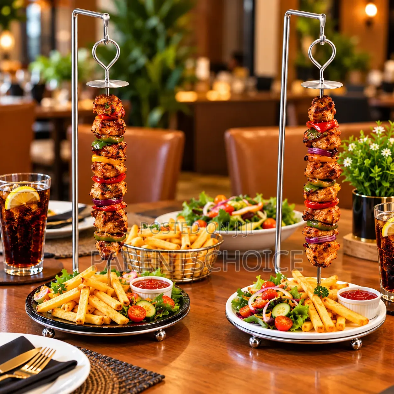 Vertical Stand Kebab Hanger With Drip Tray Skewer Holder - 1pc
