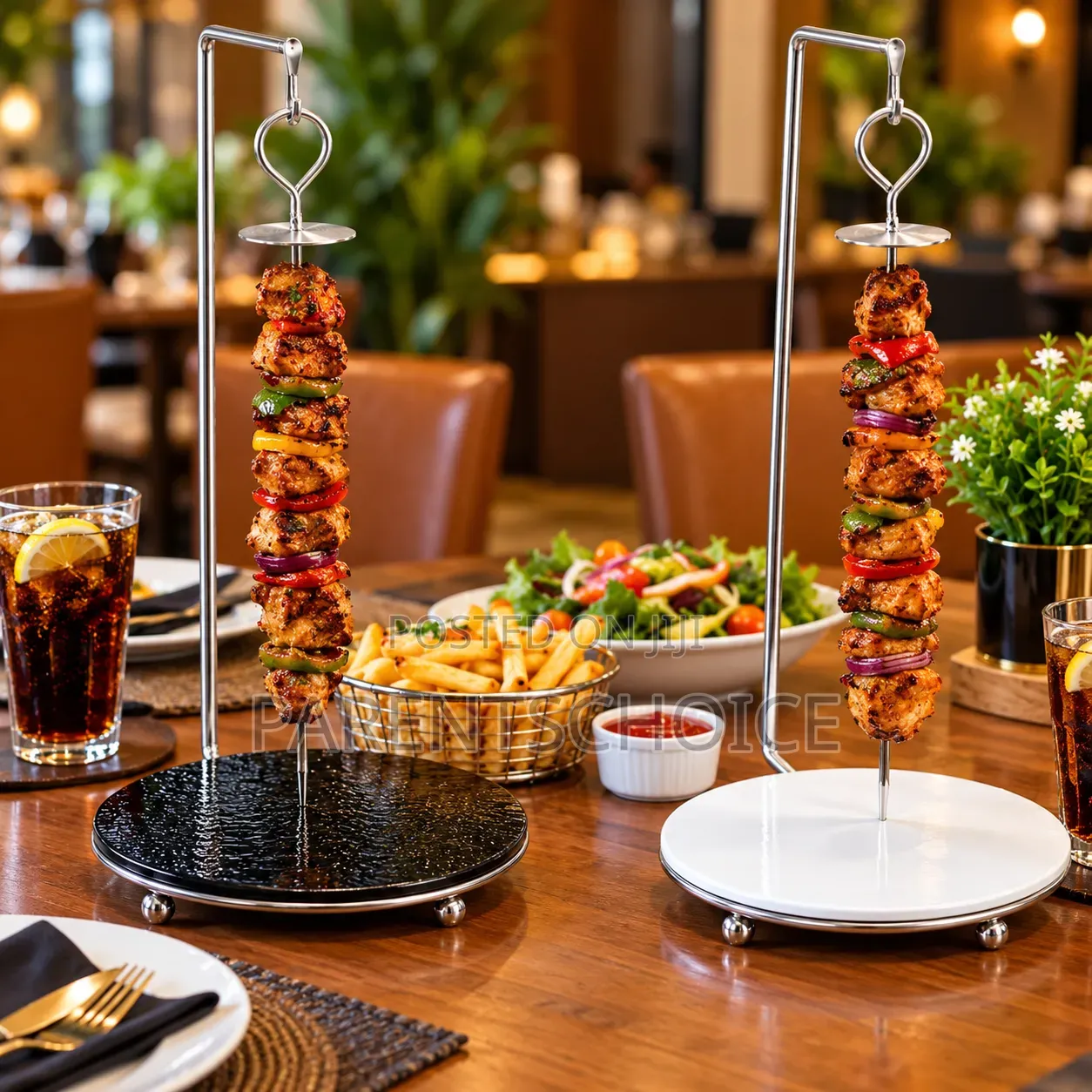 Vertical Stand Kebab Hanger With Drip Tray Skewer Holder - 1pc