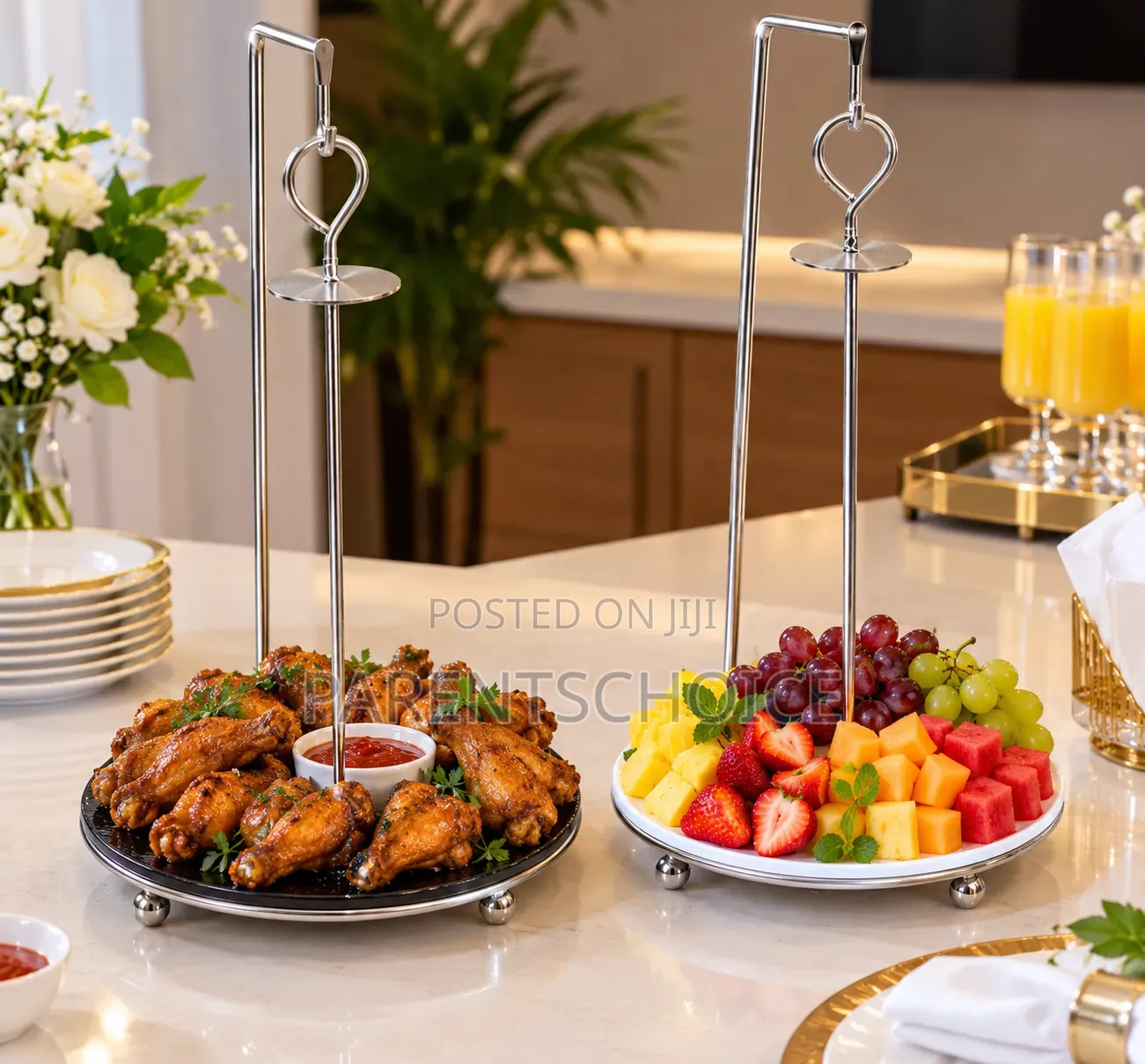 Vertical Stand Kebab Hanger With Drip Tray Skewer Holder - 1pc