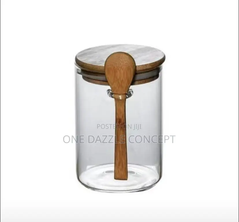 1000ml Glass Food Jar With Wooden Lid and Spoon