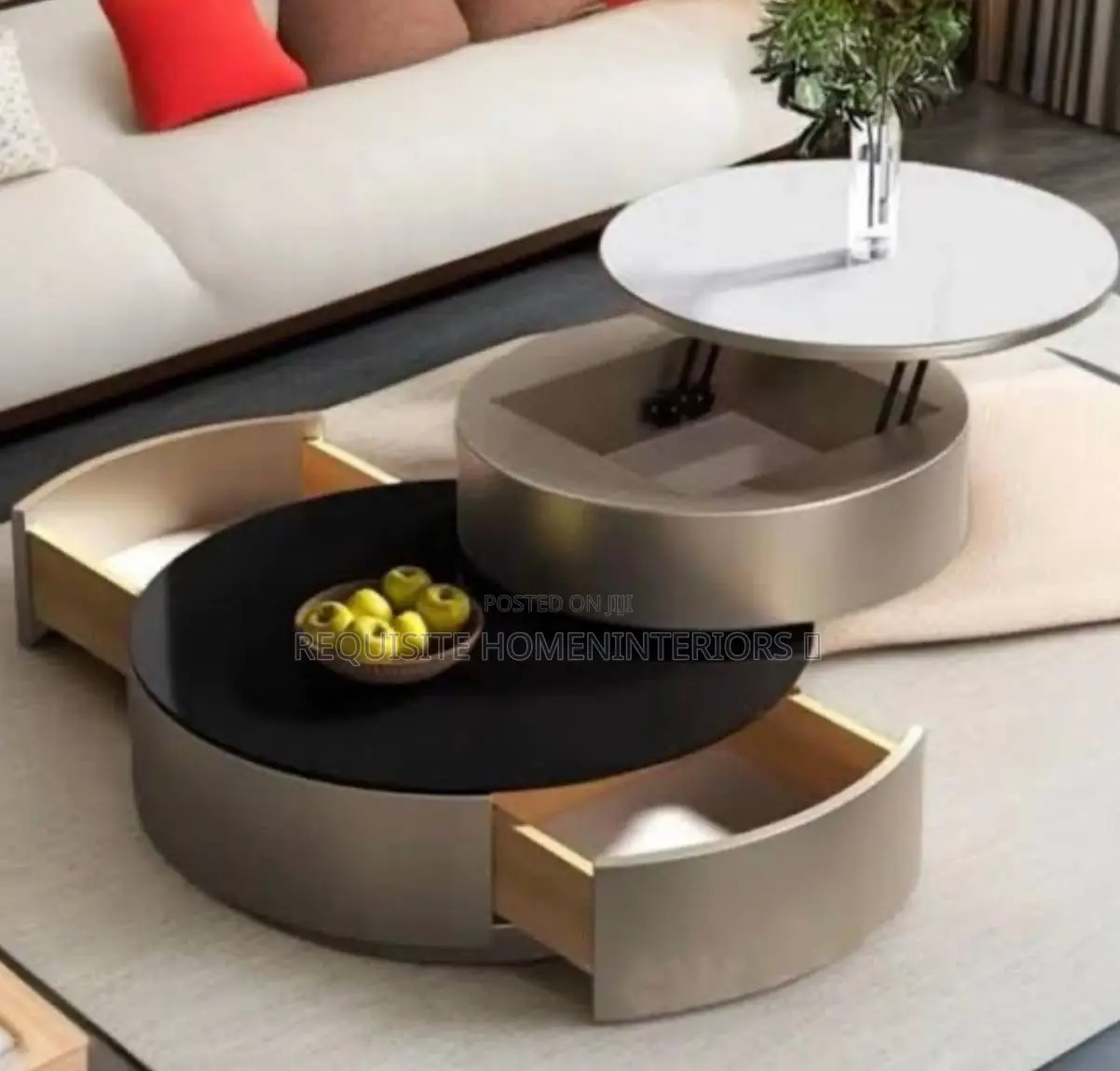 Modern 2 in 1 Rotating Round Center Table