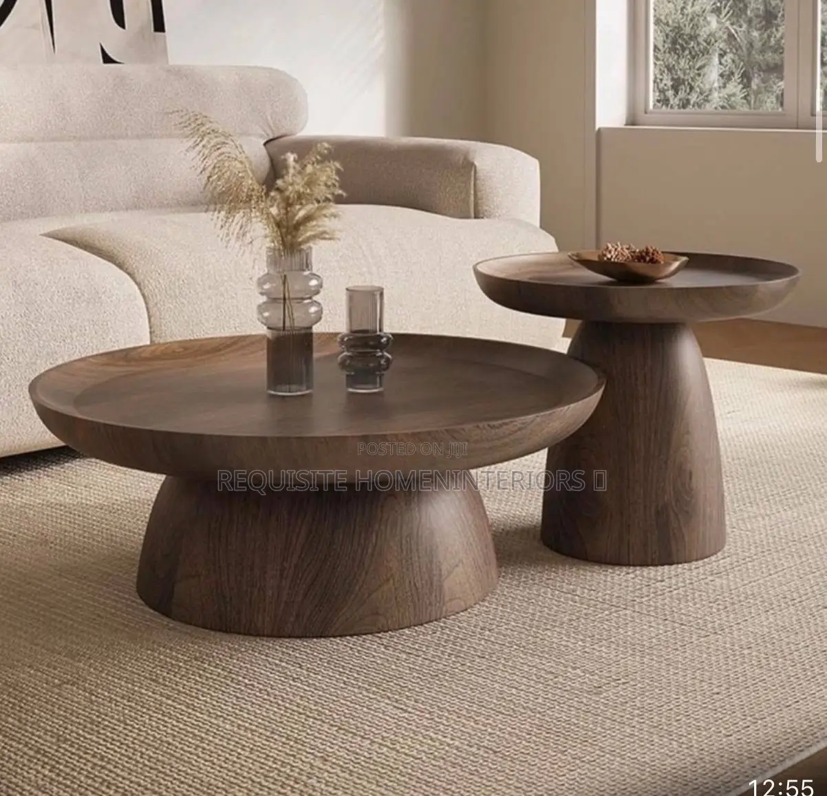 Modern Minimalist Round Wooden Coffee Table