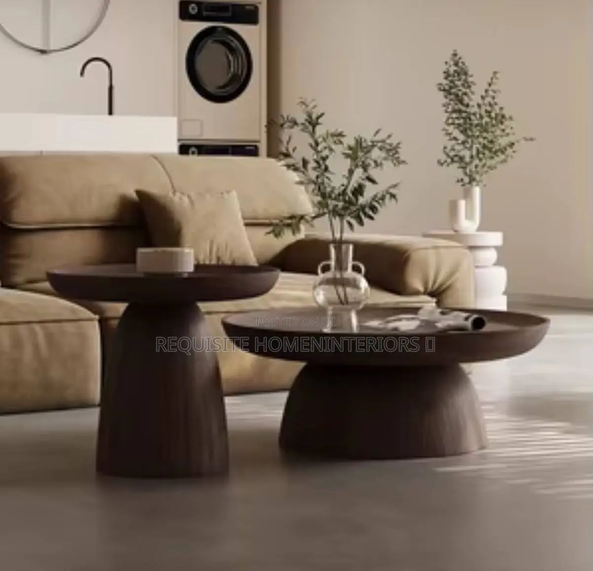 Modern Minimalist Round Wooden Coffee Table
