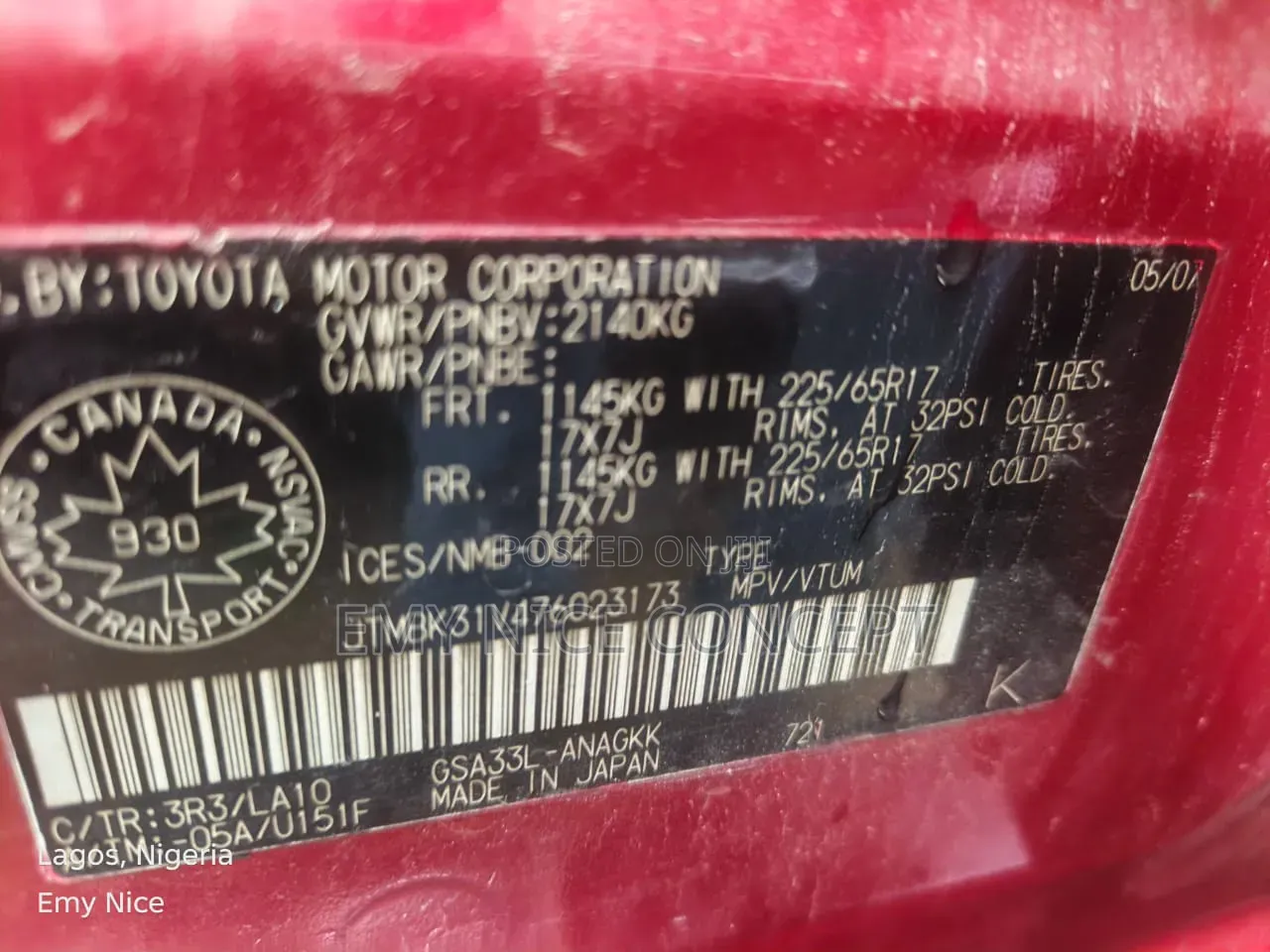 Toyota RAV4 V6 2007 Red