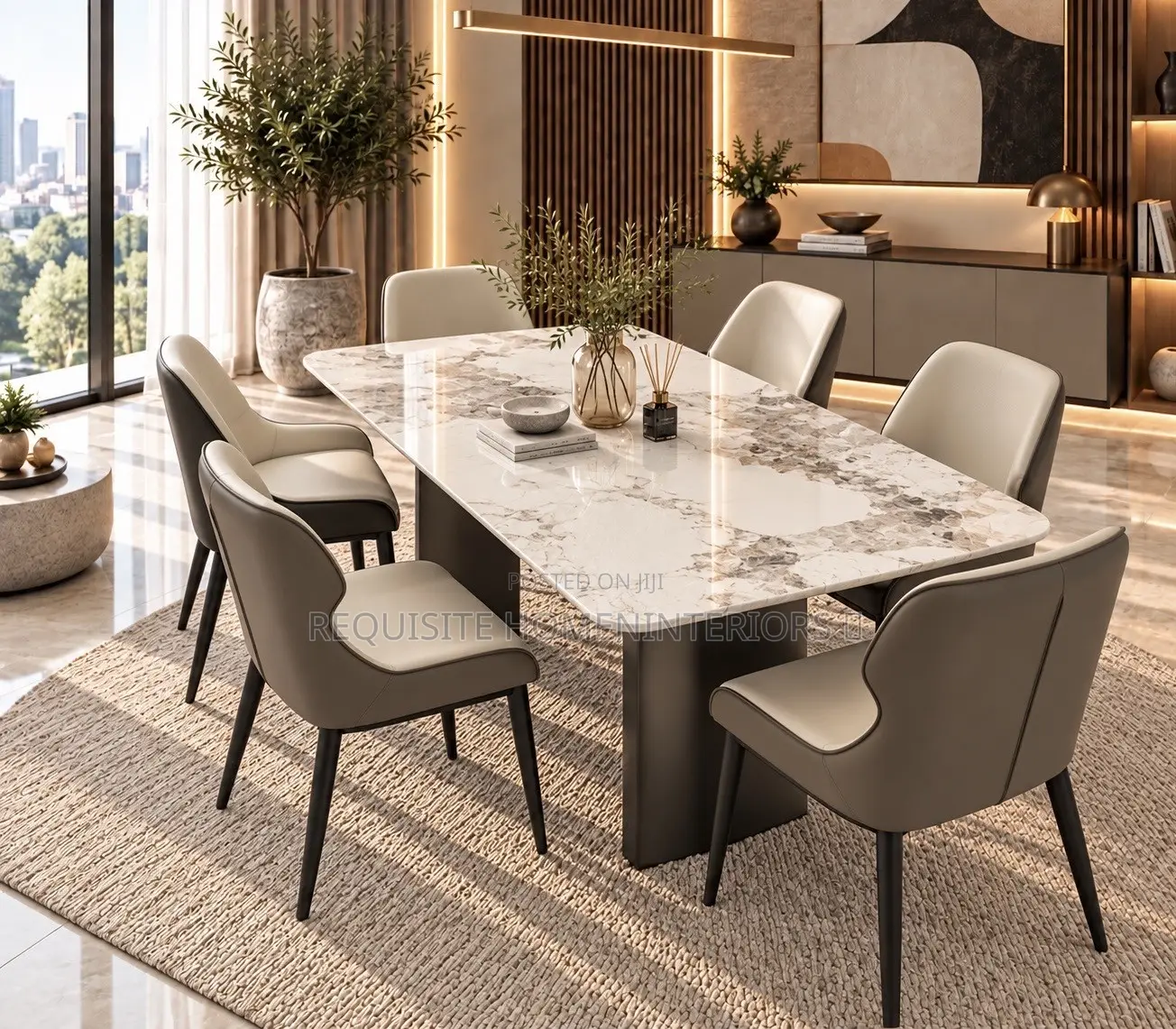 Modern Luxury Dining Table & 6 Dining Chairs
