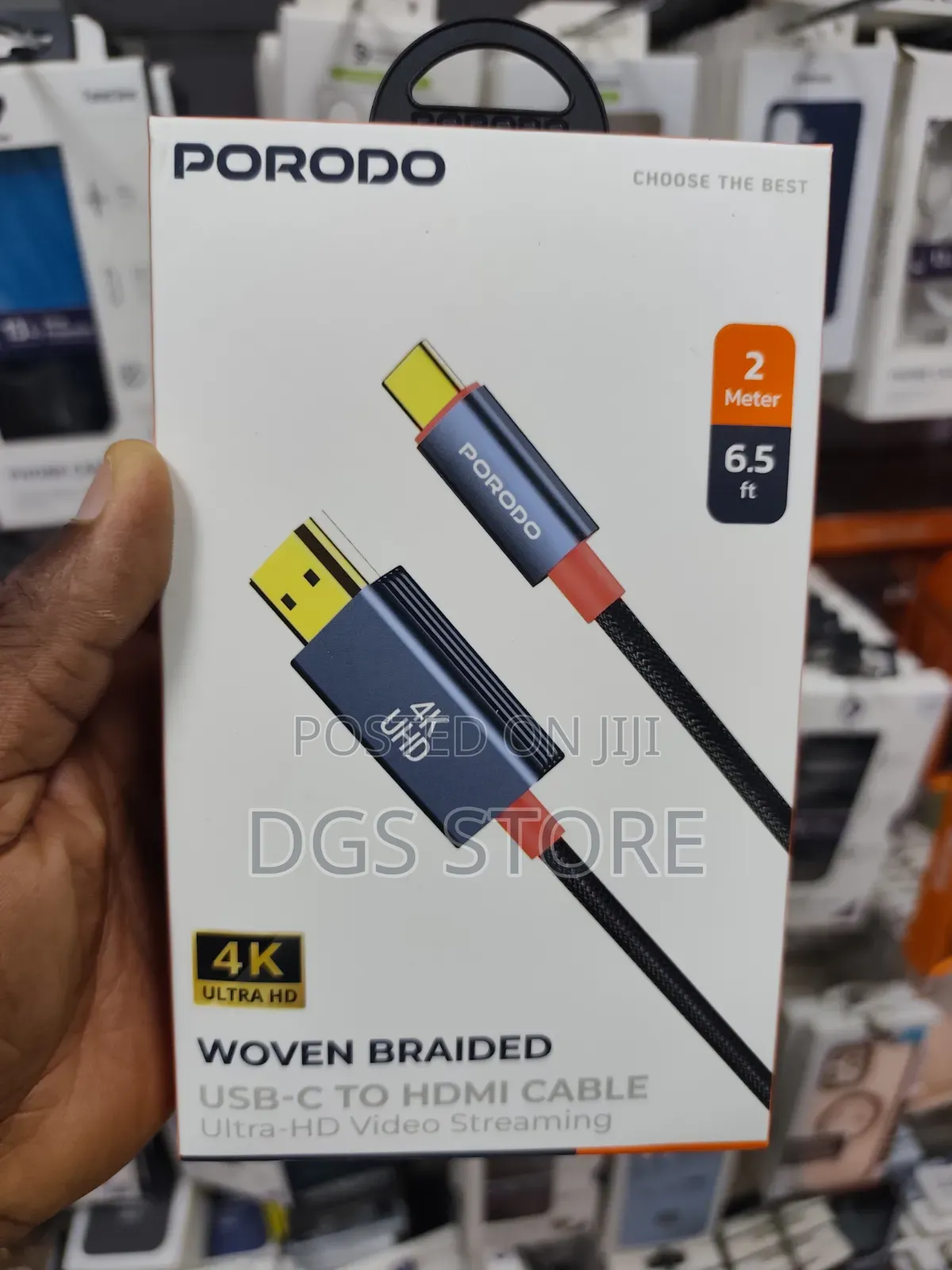 Porodo 4k Woven Braided USB C to HDMI Cable 2m