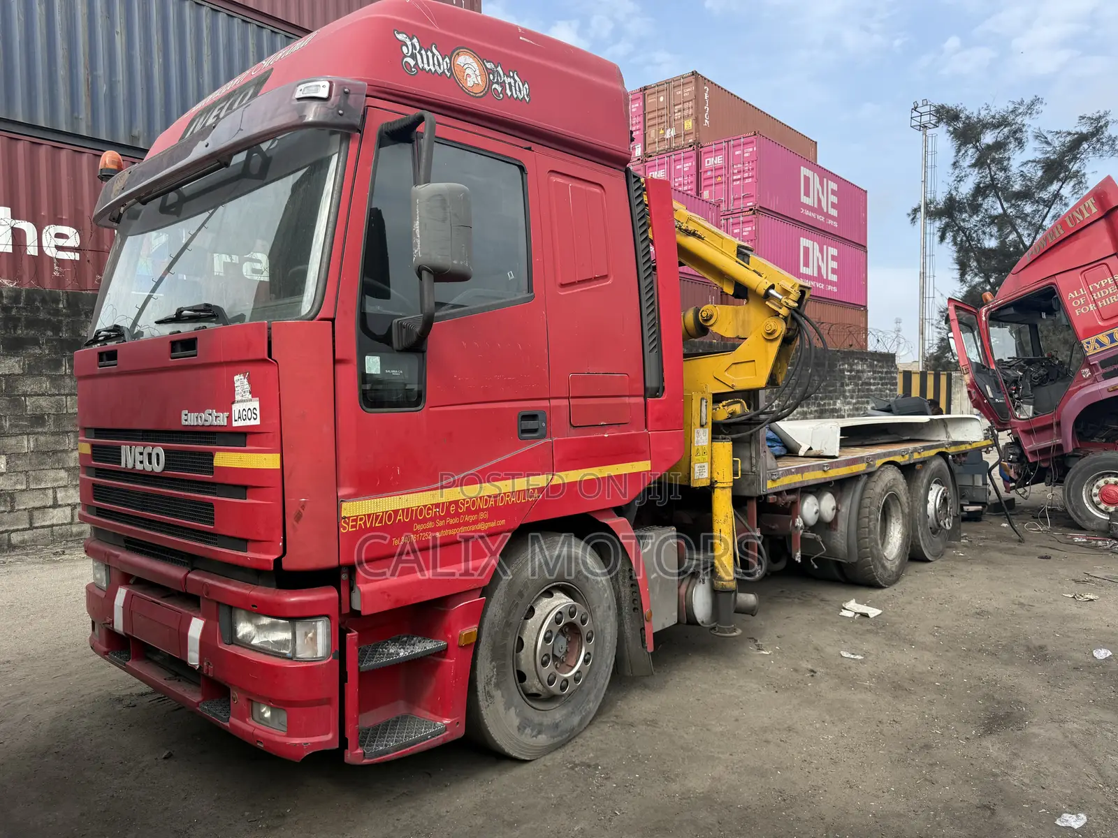 Iveco Eurostar 10 Tyres Hiab Truck With 7tonnes 2005 Red