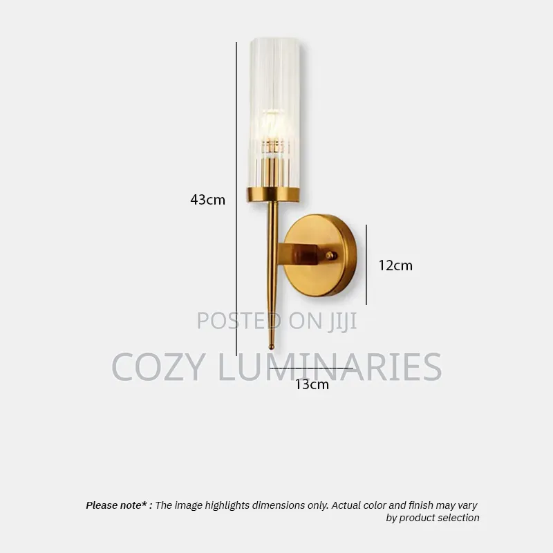 Modern Wall Sconce Light 43cm – Fluted Glass Torch Wall Lamp