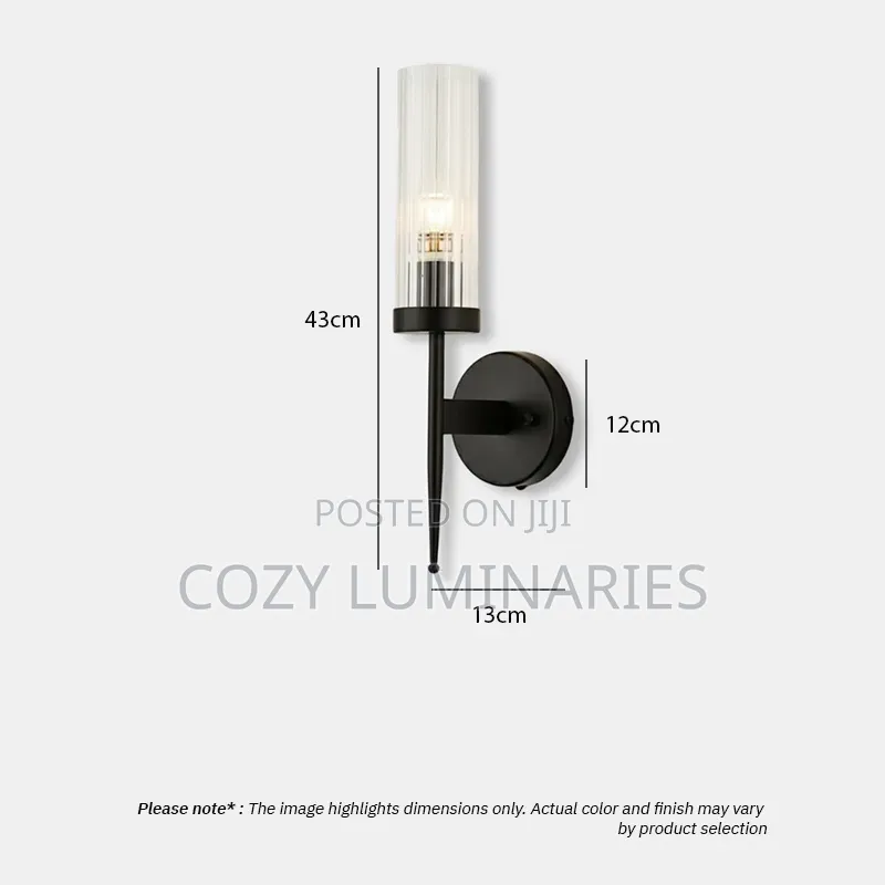 Modern Wall Sconce Light 43cm – Fluted Glass Torch Wall Lamp