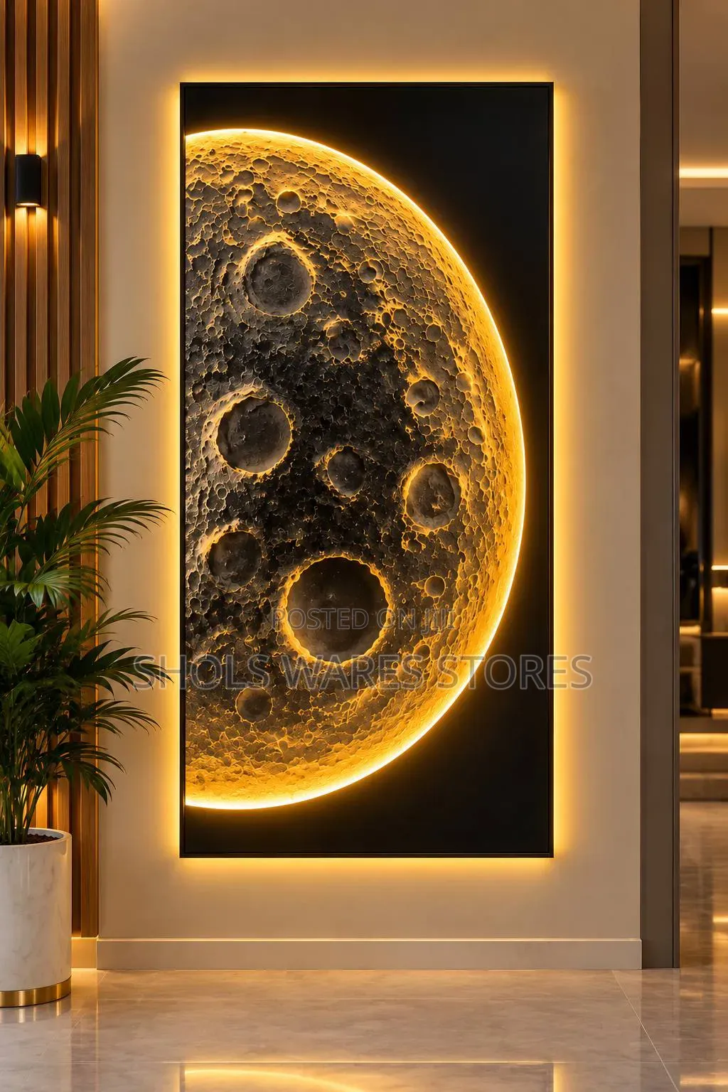 Luxury 3D LED Moon Wall Art - With Warm Light 80by160cm