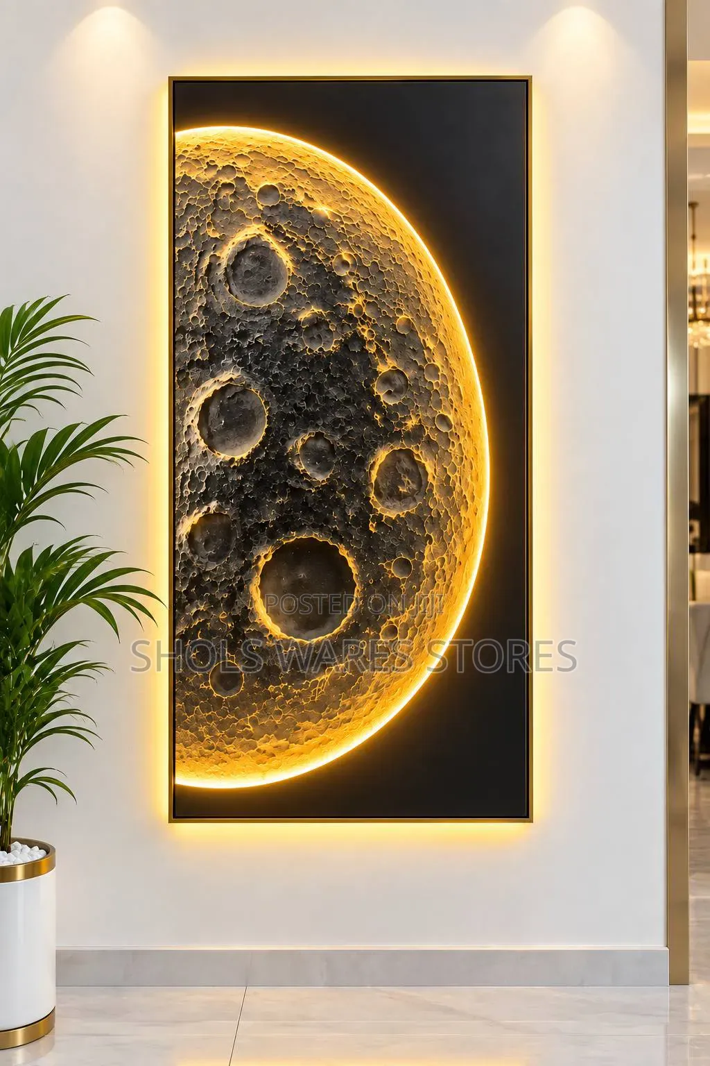 Luxury 3D LED Moon Wall Art - With Warm Light 80by160cm