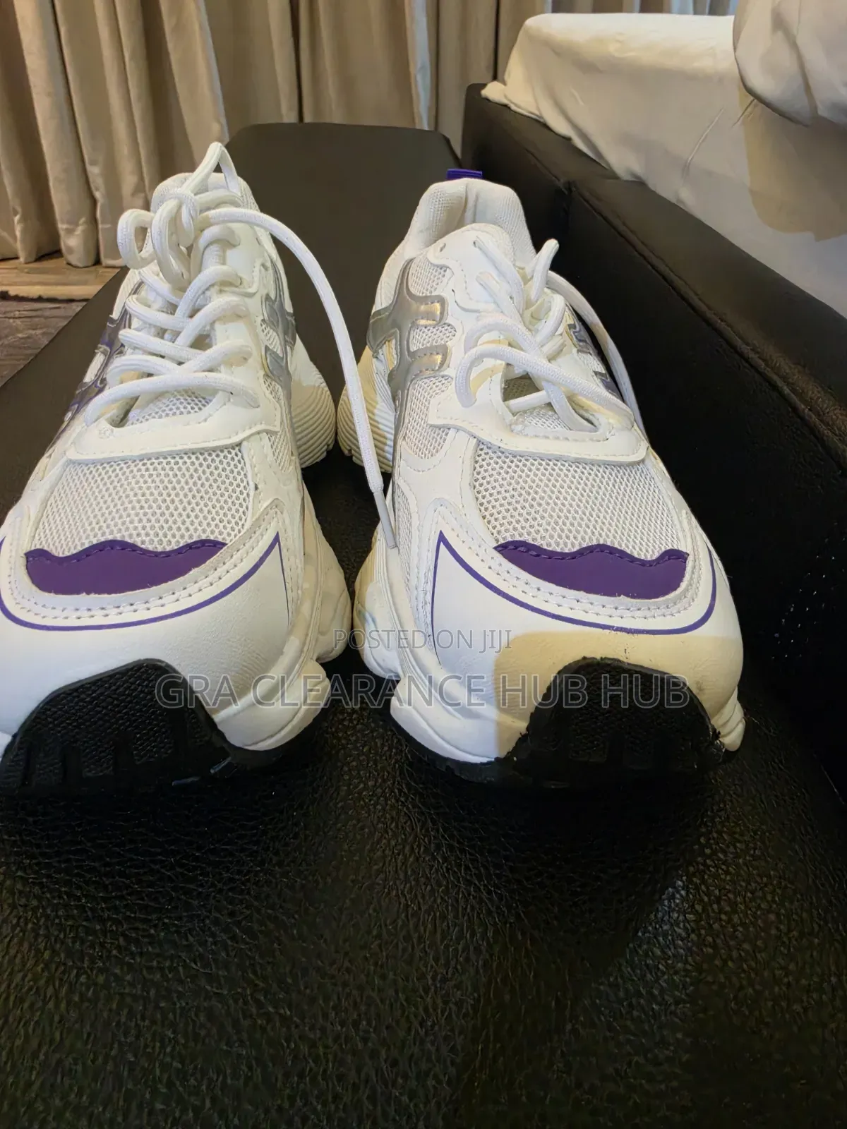 Brand New Fashion Nova White and Purple Chunky Comfort Sneakers