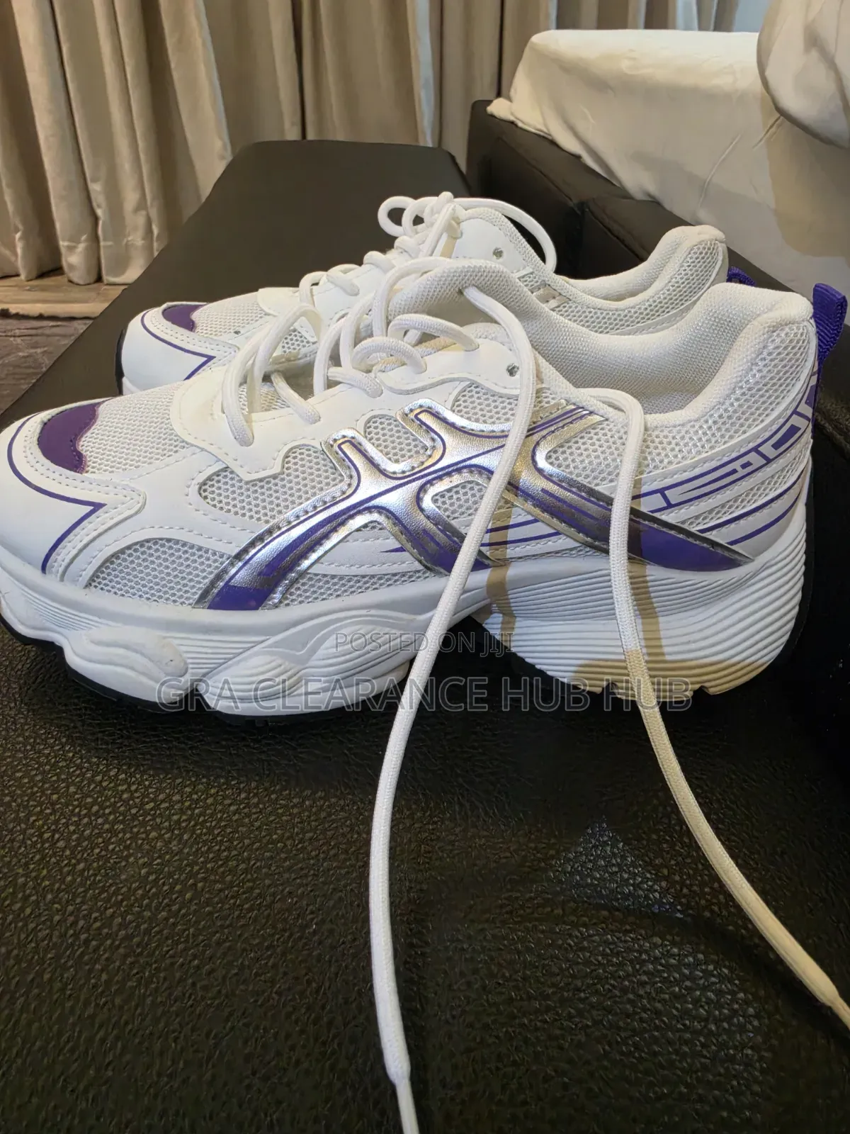 Brand New Fashion Nova White and Purple Chunky Comfort Sneakers