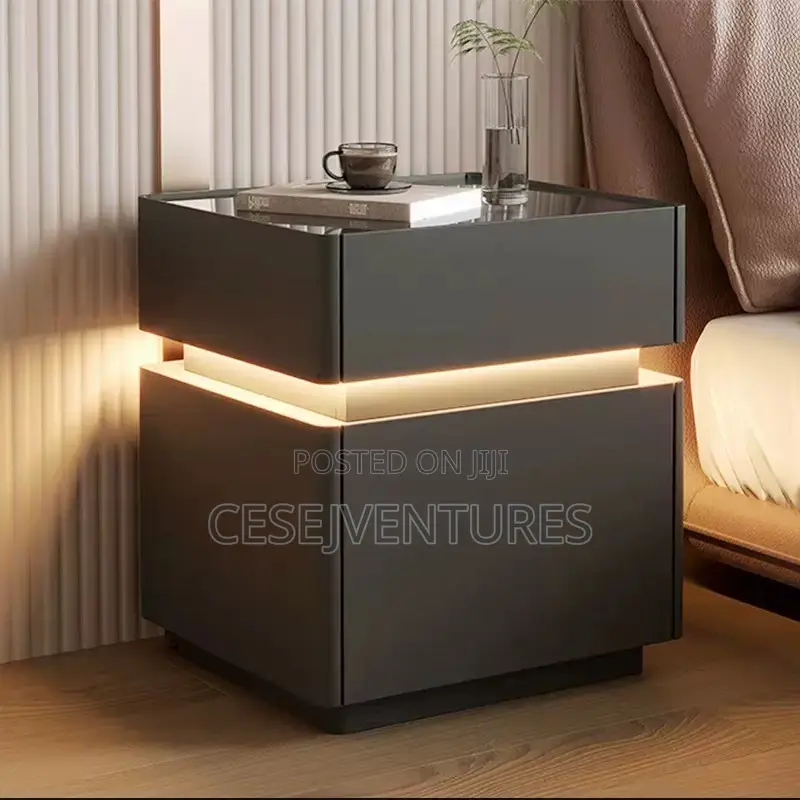 Smart Bedside Table With Light and Wireless Charging