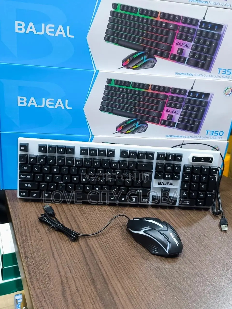BAJEAL T350 LED Gaming Keyboard Mouse Combo Full Keypad Multicolor Led