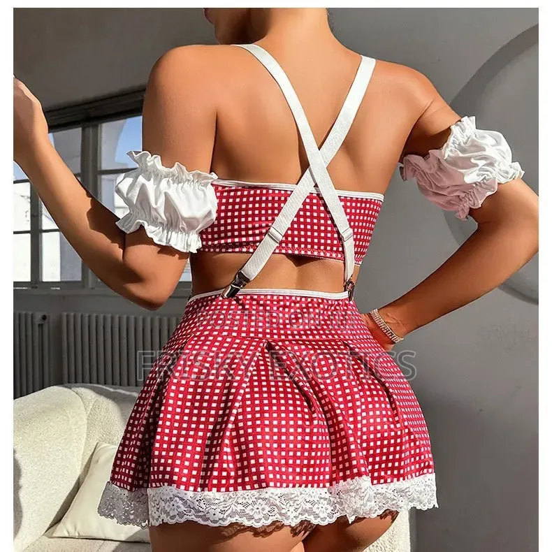 6pcs School Girl Costume Lingerie Set