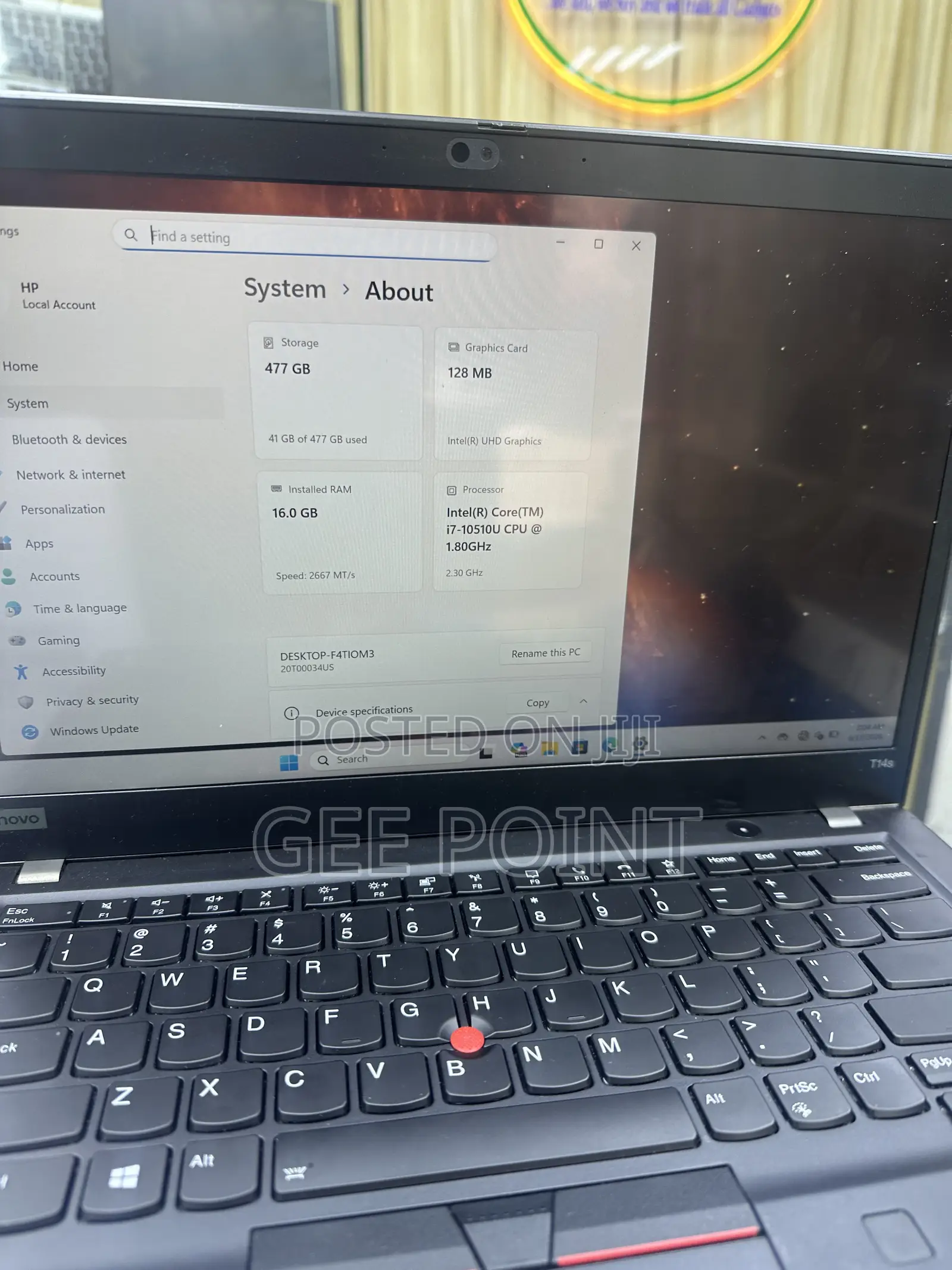 Laptop Lenovo ThinkPad T14 8GB Intel Core i5 SSD 256GB