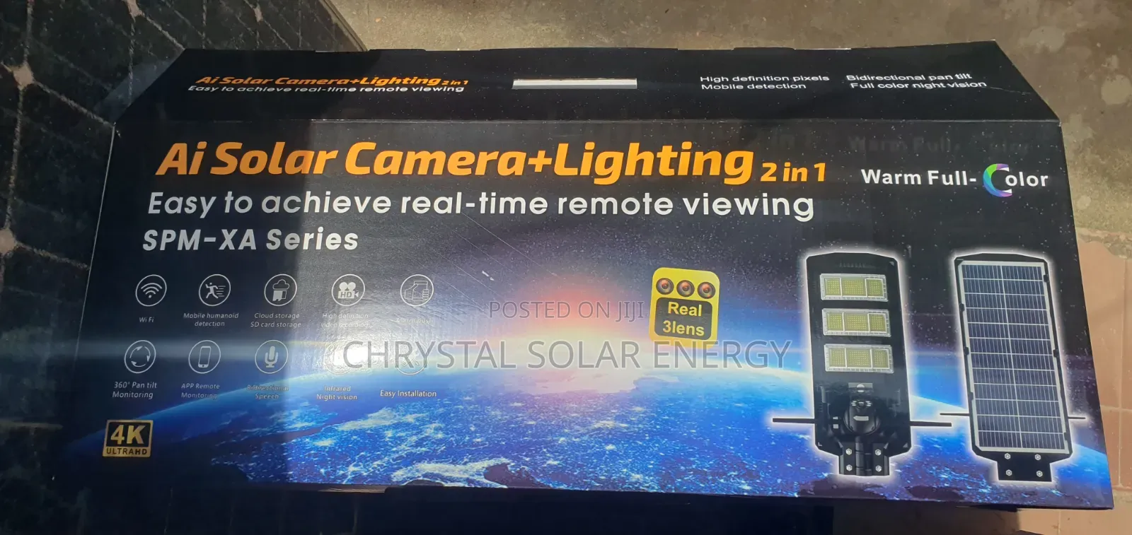 V380 Direct 3 Lens Solar Camera With Solar Street Light & Install Kits