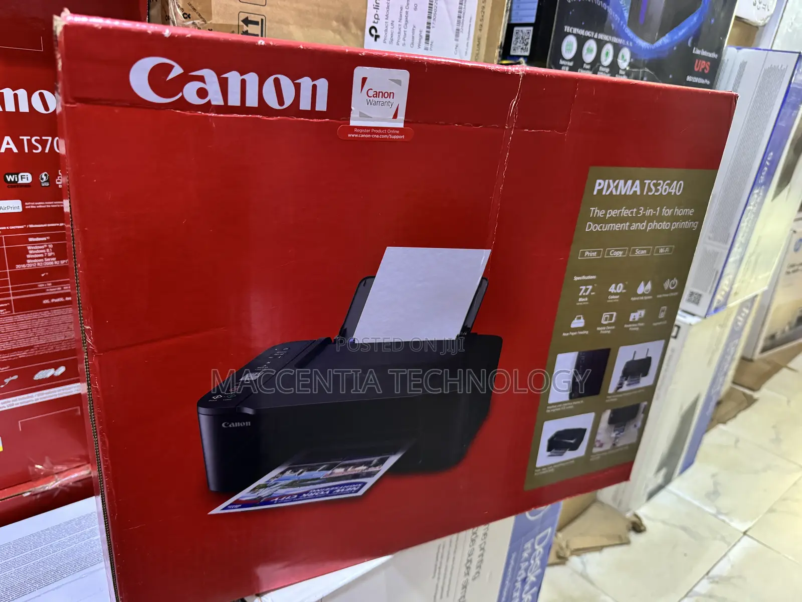Canon Pixma Ts3640 3-in-1 Wireless Multifunction Inkjet Photo Printer