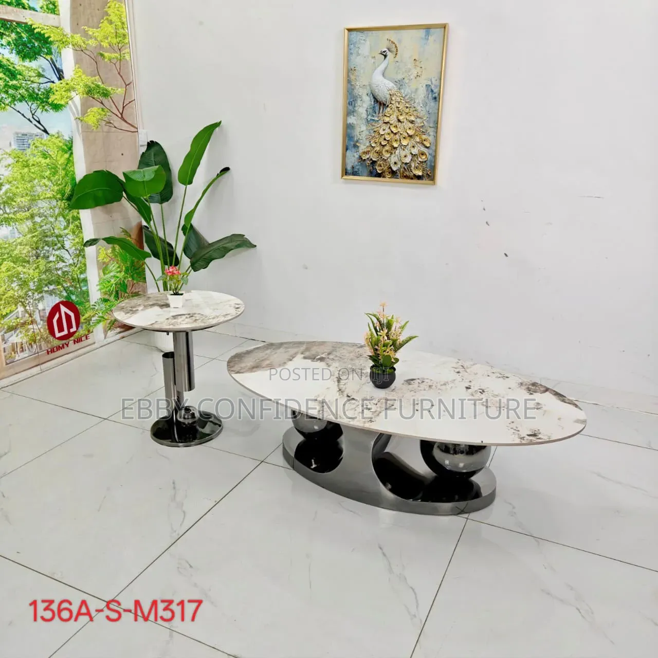 Marble Top Center Table Set