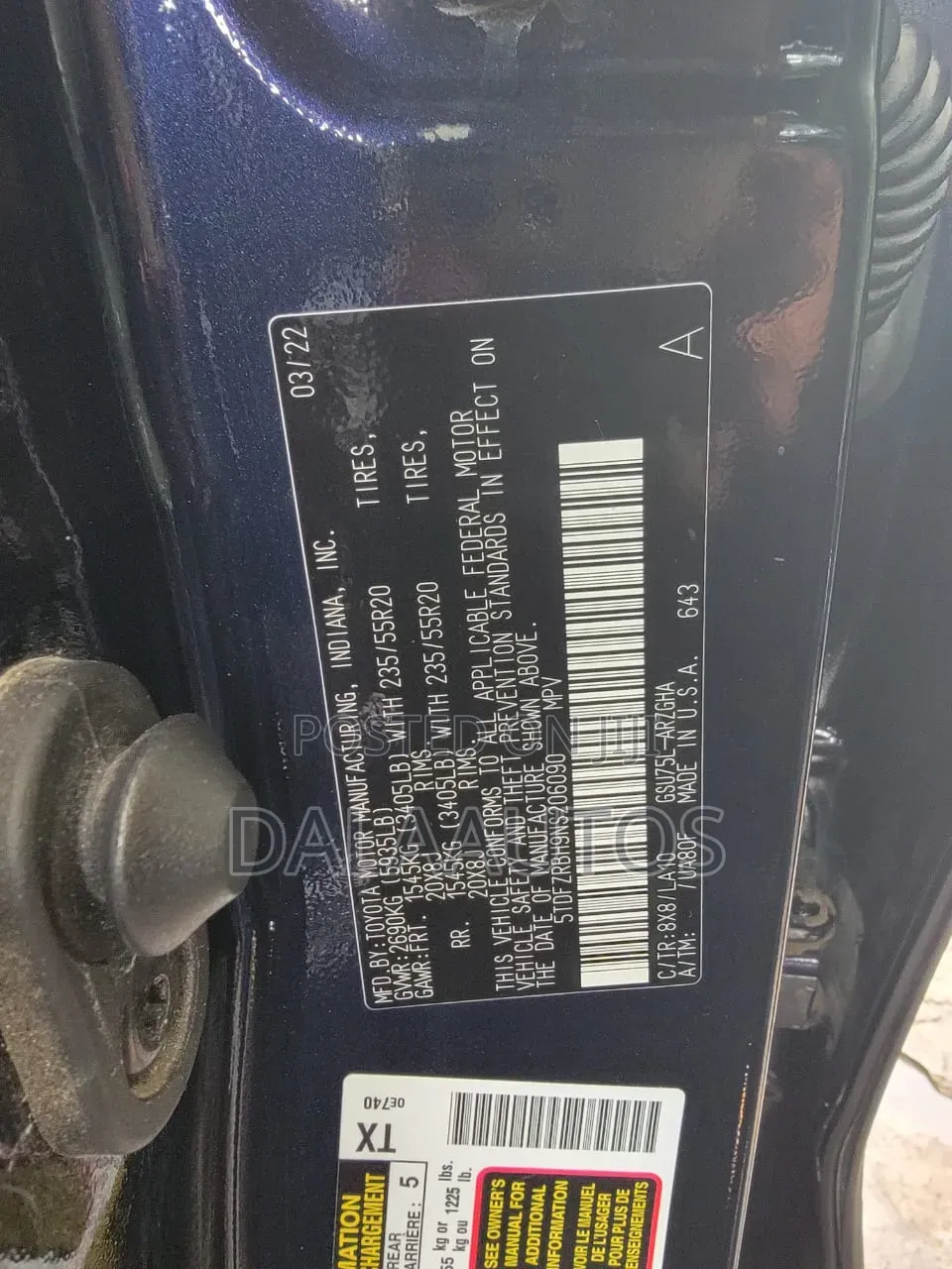 Toyota Highlander Platinum 2022 Blue