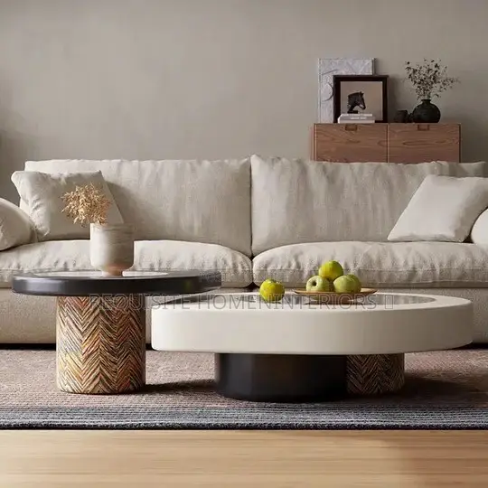 Luxury Modern Coffee Table Set – Elegant White & Black Center Tables