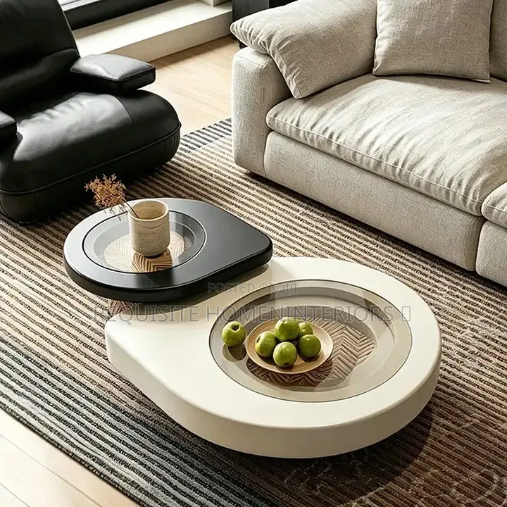 Luxury Modern Coffee Table Set – Elegant White & Black Center Tables