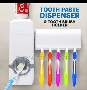 TOUCH ME TOOTHPASTE DISPENSER & 5 Toothbrush Holder Set